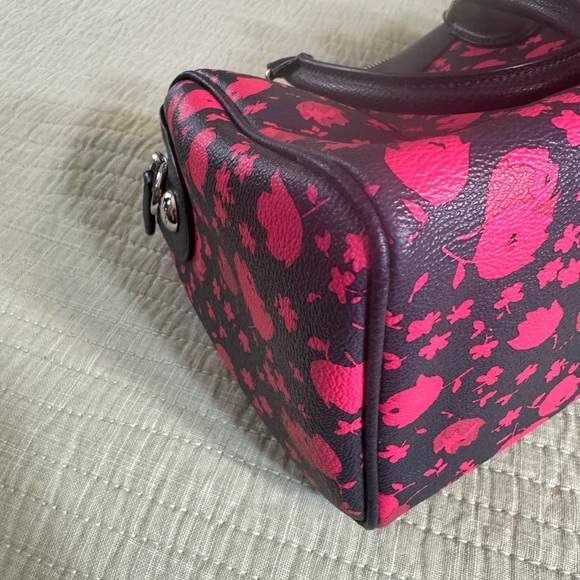 EUC-COACH Floral Mini Bennet Satchel Coated Cavas F55466 Handbag Pink Navy - Picture 13 of 16